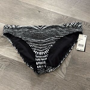 KENNETH COLE black and white bikini bottom‎ Size Large NWT